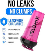 VELOMIX -2 Pack- 28 oz Protein Shaker Bottles for Protein Mixes - 2x Wire Whisk | Leak Proof Shaker Cups for Protein Shakes and Pre Workout | Protein Shaker Bottle Pack (B2) Black/Pink