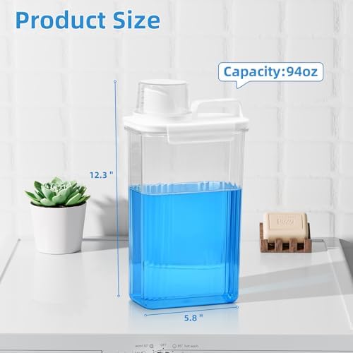 Laundry Detergent Dispenser for Laundry Room,94oz Fabric Softener Dispenser,Liquid Laundry Detergent Container,Laundry Detergent Organizer for Laundry Room Organization with 6 Labels,2 Pack