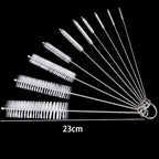 10-Piece Stainless Steel Cleaning Brush Set with Soft Nylon Bristles – Perfect for Bottles, Glass Tubes, and Kitchenware