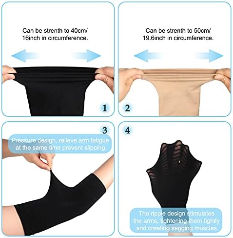 WILLBOND 4 Pairs Slimming Arm Shaper and Thigh Slimmers Set, Elastic Compression Arm Shapers Upper Arm Sleeve Slimming Thigh Sleeves Thigh Wraps Slim for Women