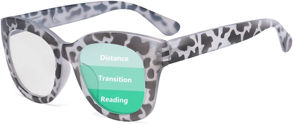 Eyekepper Oversized Progressive Readers Women - UV Protection Multifocus Computer Readers - Noline Trifocal Reading Glasses (Grey/Tortoise)