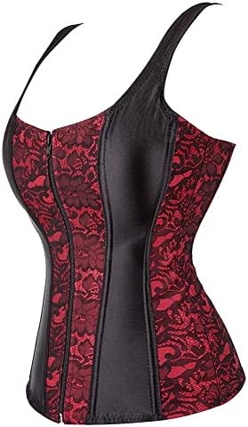 Corset Tops for Women Bustier Strap Zipper Gothic Vest Plus Size Black