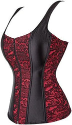 Corset Tops for Women Bustier Strap Zipper Gothic Vest Plus Size Black