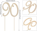 Honbay 90 Birthday Cake Topper Sparkling Bling Alloy Crystal Rhinestones Cake Topper Cake Decoration for 90th Birthday or Anniversary Party (Gold)