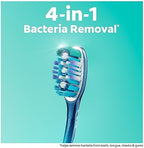 Colgate 360 Whole Mouth Toothbrush, Adult Toothbrushes Medium Bristles, Helps Remove Bad Breath Bacteria and Plaque, Medium Toothbrush Pack, Includes Cheek and Tongue Cleaner, 4 Pack