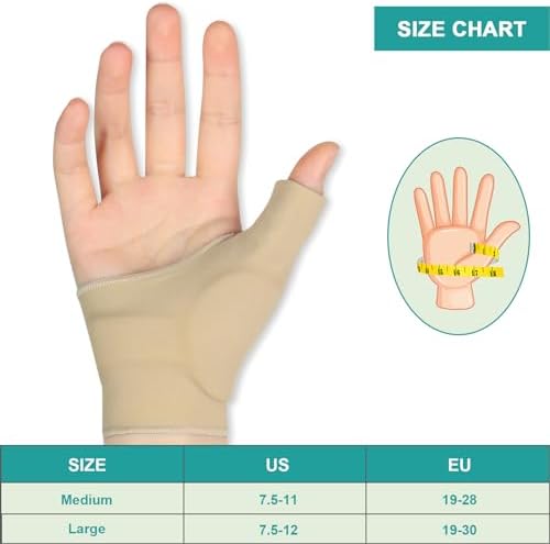Thumb Wrist Brace Compression Sleeve for Arthritis Pain Relief Tendonitis Protector Support, Soft Elastic Fabric Thumb Splint Glove Liner for Women and Men -Fits Both Hands-(L)(1 pair)
