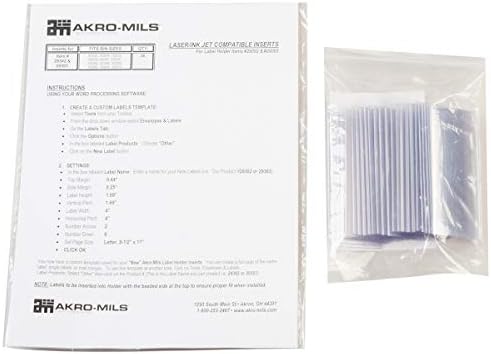Akro-Mils 29302 Clear Protective Plastic Label Holder and Labels for large AkroBins and 30348, 30358, (25-Pack)