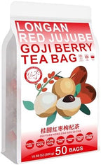Plant Gift Longan Goji Berry Tea Bags 10.58oz (6g*50bags), Dried Longan, Wolfberry, Rose, Hongzao Chinese Pure Nature, Health Care Mixed Tea, Combination of Floral Tea 300g 桂圆枸杞茶