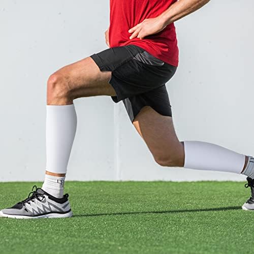 3 Pairs Calf Compression Sleeves for Men And Women Football Leg Sleeve Footless Compression Sock for Running Athlete Cycling (Black, White, Gray, X-Large)