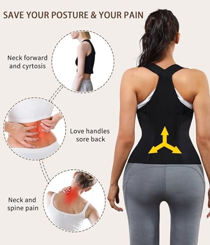 URSEXYLY Women Back Braces Posture Corrector Waist Trainer Vests Tummy Control Body Shapers for Spinal Neck Shoulder and Upper Back Support (3XL, Black)