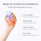 Lena Menstrual Cup Original – Reusable Silicone Period Cup for Heavy Flow, 12-Hour Leak-Free Protection, Soft & Comfortable, Beginner-Friendly Design - Large, Pink