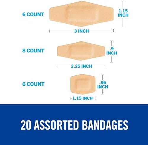 Nexcare Waterproof Cushioned Bandages, Assorted Sizes, 20 Count