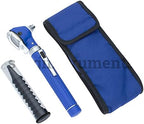 SURGICAL ONLINE Fiber Optic Mini Otoscope Rainbow Many Colors - Pocket Otoscope with Case ENT Diagnostic Set w/Extra Bulb Included (Blue)
