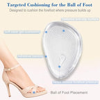Metatarsal Pads for Women, Ball of Foot Cushions, 10PCS Clear Gel Forefoot Pads with Adhesive Backing, Reusable Foot Pads for Heels, Flats, Sneakers, Dress Shoes and Work Shoes