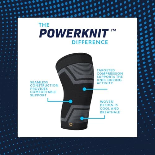 Copper Compression PowerKnit Knee Sleeve- Copper Stabilizer Support Brace for Meniscus Tear, ACL, MCL, Arthritis, Joint Pain Relief, Running, Sports, Hiking- Men & Women- Fits Right/Left - L/XL
