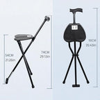 Folding Cane Walking Stick with Seat - 2 in 1 Cane Seat Stool Portable Mobility Aid Chair for Women Man,Lightweight Crutch Stool Walking Canes with Seats for Seniors Elderly, Holding 300lbs