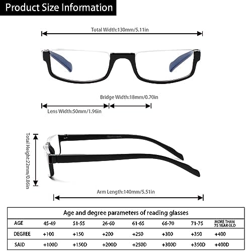 Kerecsen Half Frame Reading Glasses for Men & Women, Lightweight Comfort-Fit Design with Spring Hinges