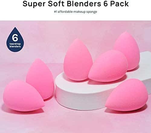 AOA Studio Collection makeup Sponge Set Latex Free and High-definition Set of 6 makeup Wonder blender For Powder Cream and Liquid, Super Soft Wonder Beauty Cosmetic