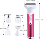Electric Razor for Women Removal for Body Nose Hair Trimmer Face Shavers Eyebrow Legs Armpit Bikini Area Pubic Underarms Painless Rechargeable Portable 5 in 1 Womens Razors Set