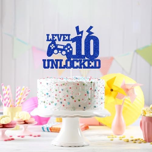 Level 10 Unlocked Cake Topper, Game Controller 10th Birthday, Video Game Happy 10th Birthday Party Decorations, Level Up Winner Decor