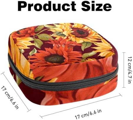 Sanitary Napkin Storage Bag,Period Bag,Autumn Sunflower Flower,Sanitary Bags for Feminine Products