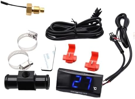 Mini Meter Thermometer Motorcycle KOSO Water Temperature Gauge for XMAX300 CB400 MT 07 09 + Sensor(Blue 16mm Adapter)