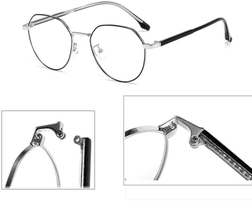 QYAJS 1 Pair Metal Glasses Replacement Arms Glasses Replacement Temple Black Eyeglasses Arms Legs, Screws, Screw Washers and 3-in-1 Screwdriver Convex Teeth Single Teeth