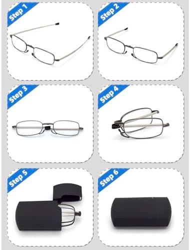 HIGHLIKE Hard Cases Folding Reading Glasses, Pocket Wallet Purse Compact Spring Hinge Readers, Transparent Clear Lens