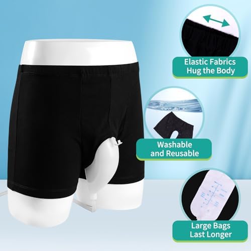 Wearable Urine Bag Male Urinal Bag Incontinence Pants for Men, Reusable Portable Male Collection Bags Urinal System with Collection Bag Portable Leak Proof Leg Pee for Elder (M)