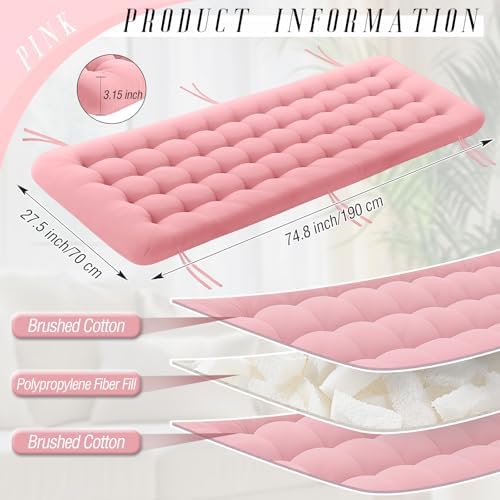 Long Floor Cushion Large Floor Cushion with Brushed Cotton Jumbo Lounger Pillow for Outdoor Indoor Bay Window Meditation Yoga Reading Sleeping(Pink)