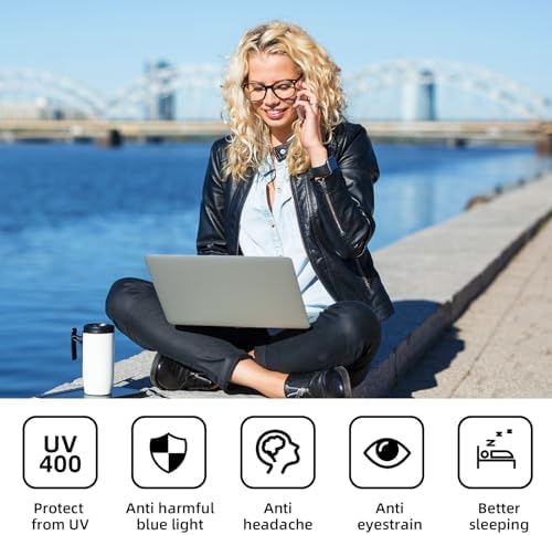 Okany Blue Light Blocking Glasses for Women Men, Round Computer Glasses, Anti-Glare/UV/Glare Gaming Glasses