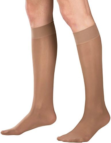 Truform Sheer Compression Stockings, 8-15 mmHg, Women's Knee High Length, 20 Denier, Taupe, Large