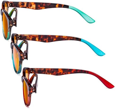 Eyekepper 3 Pack Orange Tinted Pattern Design Reading Glasses Blue Light Blocking Readers Computer Eyeglasses +1.75