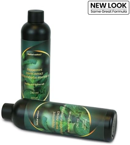 Sedum Natural Herbal Extract for Sauna, Massage, Broom Soaking - Sauna Infusion with Peppermint Leaves Extract with Eucalyptus Essential Oil, Honey and Iodine Salt - 240ml