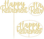Gyufise Gold Glitter Happy Retirement Cake Topper Retirement Cake Decoration Picks for Retired Party Cake Decoration Party Supplies 1 Pack