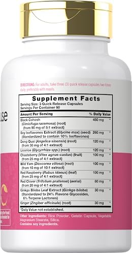 Carlyle Menopause Supplement for Women | 180 Capsules | Helps with Hot Flashes and Night Sweats | Non-GMO, Gluten Free Menopause Support