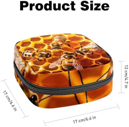 Period Bag,Sanitary Napkin Storage Bag,Animal Bees on Honey Comb,Tampon Holder for Purse