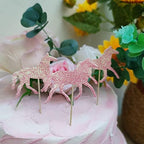 Pink Glitter Horse Cupcake Topper - Girls Baby Shower Horse Birthday Party Decorations Pack of 24