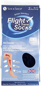 1 pair sockshop 40 Denier knee high Flight and travel socks Black 4-7 uk, 5-8 us