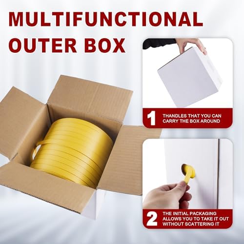 Heavy Duty Packaging 1/2" x 1000’ Polypropylene (PP) Strapping and 100 pcs Plastic Buckles with Self Dispensing Box Kit - Industrial Grade Pallet Strapping，300 lbs Break Strength