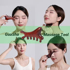 4-in-1 Wooden Gua Sha Massage Tool,2Pcs Natural Brown Sandalwood, Face & Body Lymphatic Drainage, Jaw Lifting, Head Massage Comb for Head,Face,Eye,Neck & Body Meridian