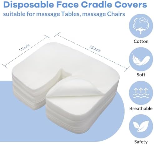 500 Count Disposable Face Cradle Covers, Medical-Grade, Ultra Soft, Luxurious, Non-Sticking Massage Face Covers, Headrest Covers for Massage Tables & Massage Chairs