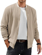 COOFANDY Mens Zip Up Sweater Jacket Waffle Sweatshirt Knit Bomber Lightweight Casual Jackets