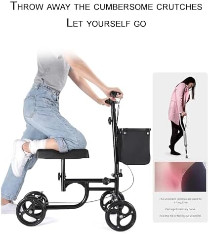 Knee Walker Scooter, Steerable Knee Walker Foot Injury Compact Crutch Replacement, Foldable and Adjustable, Post-op Recovery, Better Alternative to Crutches for Di(