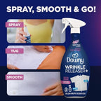 Downy Wrinkle Releaser Spray, All In One Wrinkle Release Spray, Odor Eliminator, Static Remover, Fabric Refresher & Ironing Aid for Clothes, 33.8 Fl Oz (Pack of 2), Light Fresh Scent
