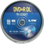 DVD+R DL Double Layer Logo 8X 8.5GB 240min Video – LSK Media Logo Top, 50 Pack in Spindle | Blank DVDs for Burning Video | DVD Discs Blank | Recordable DVDs