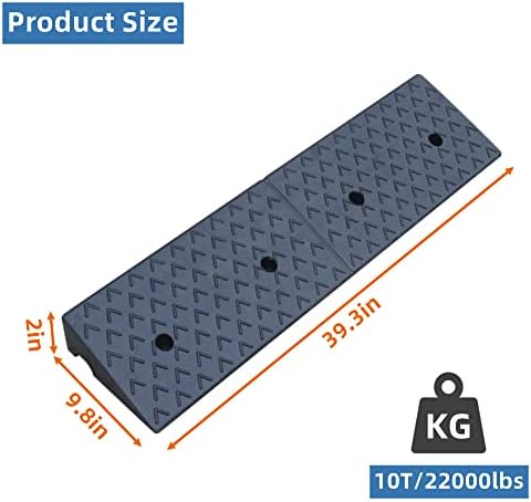 Nisorpa 2" Rise Rubber Curb Ramp Heavy Duty Threshold Ramp 10Ton Drive Ramps for Loading Cars Vehicles Truck Scooter Bike Motorcycle, 39.3"(L) x 9.8"(W) x 2"(H) Black