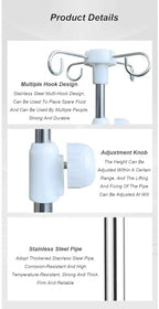 Portable IV Pole with 4 Hooks - Height Adjustable Stainless Steel Stand for Feeding Tubes & IV Bags - Ideal for Nursing Beds & Infusion Chairs for Elderly Care