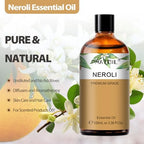 PHATOIL Neroli Essential Oil - Pure Aromatherapy Oil for Natural Skin Care, Home Freshening, DIY Candle & Soap Making 3.38 Fl Oz
