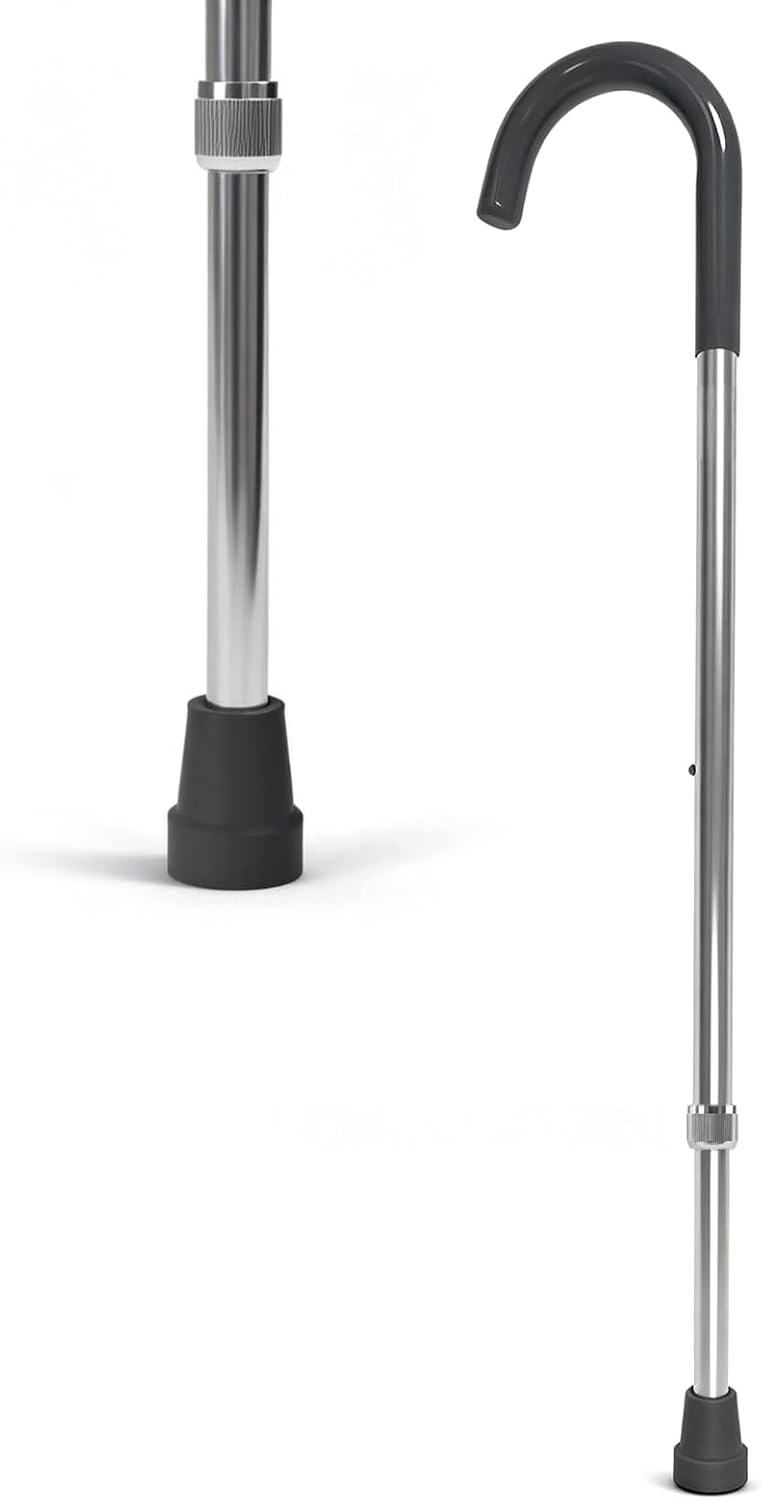Blue Jay Adjustable Walking Cane for Men & Women - Lightweight Aluminum Walking Stick for Seniors & Elderly - Sturdy Non-Folding Cane with Ergonomic Handle & Non-Slip Rubber Tip